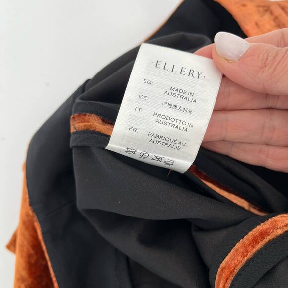 Ellery Cooly Chant Cropped Crushed-Velvet Flared Pants Copper Women's Size 8 - Picture 9 of 16